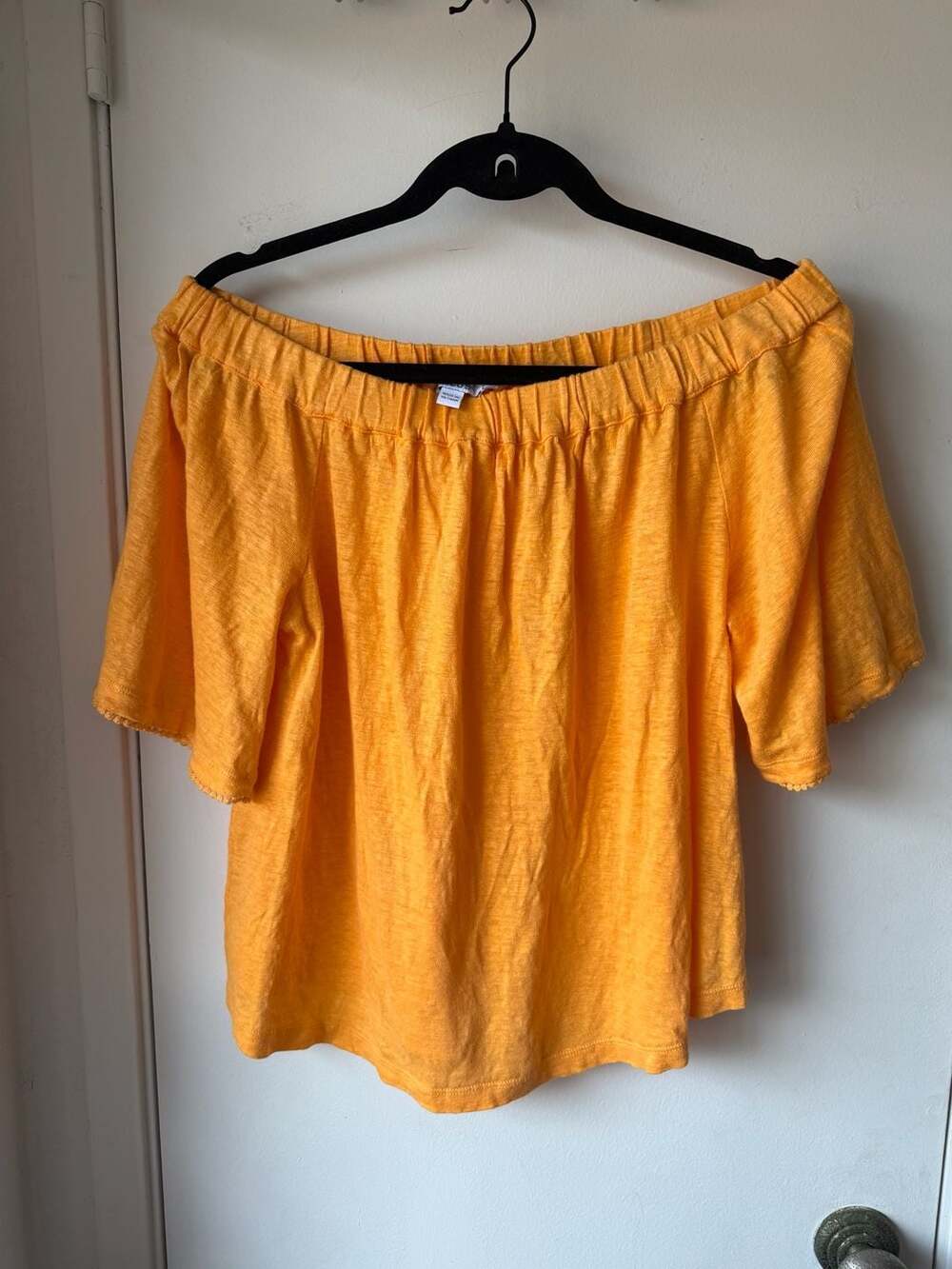 Chico's Off-Shoulder Top Size 0 Orange Linen